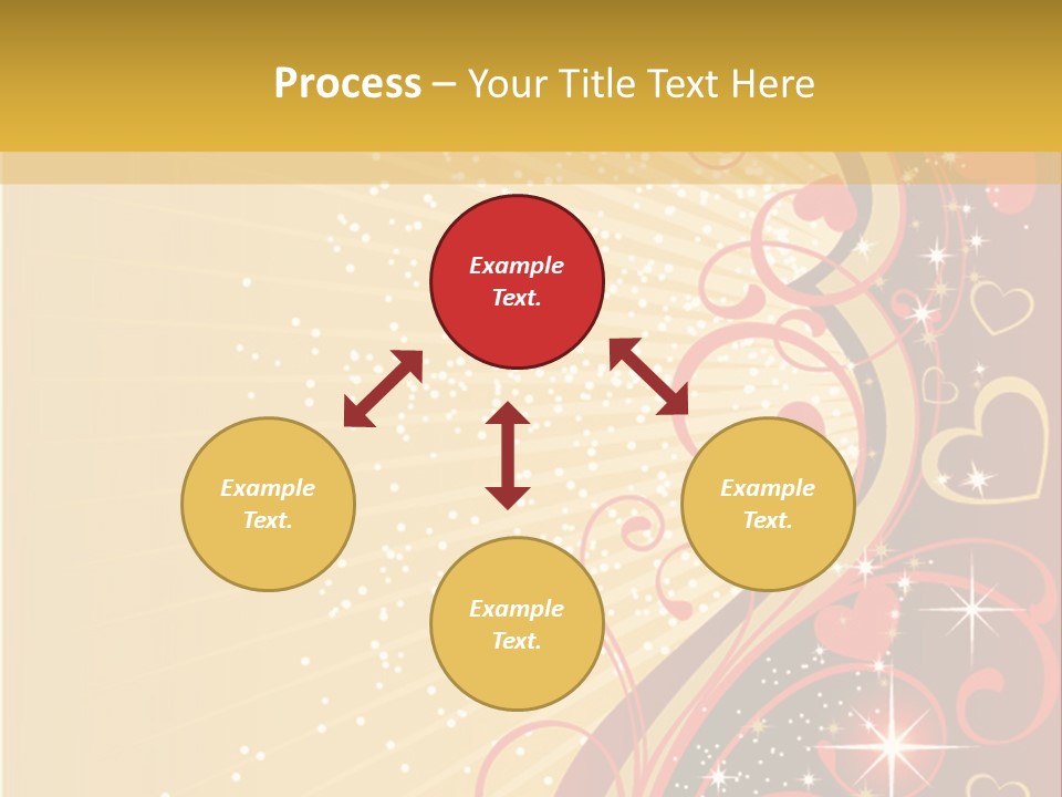 A Red And Gold Background With Hearts On It PowerPoint Template
