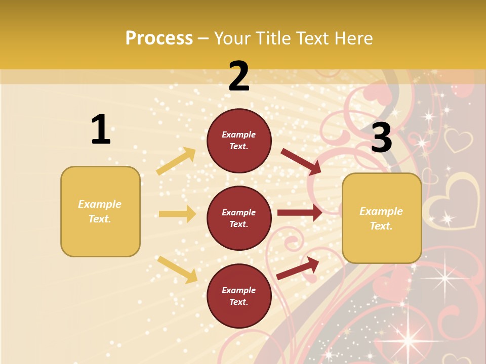 A Red And Gold Background With Hearts On It PowerPoint Template