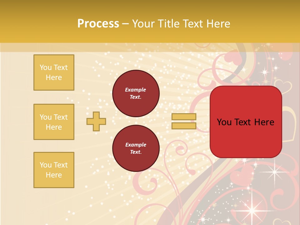 A Red And Gold Background With Hearts On It PowerPoint Template