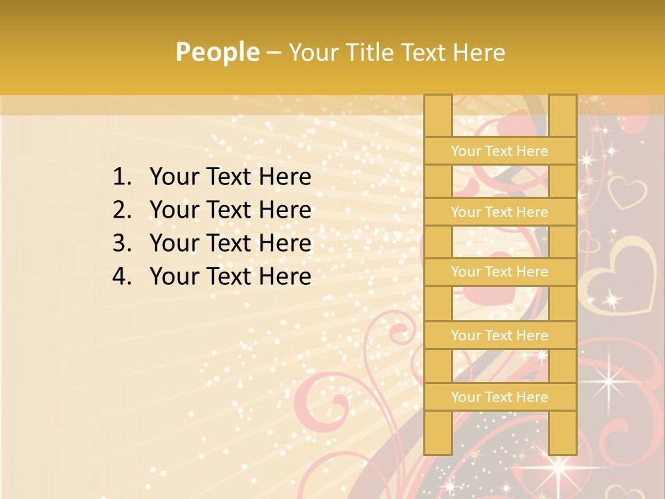 A Red And Gold Background With Hearts On It PowerPoint Template