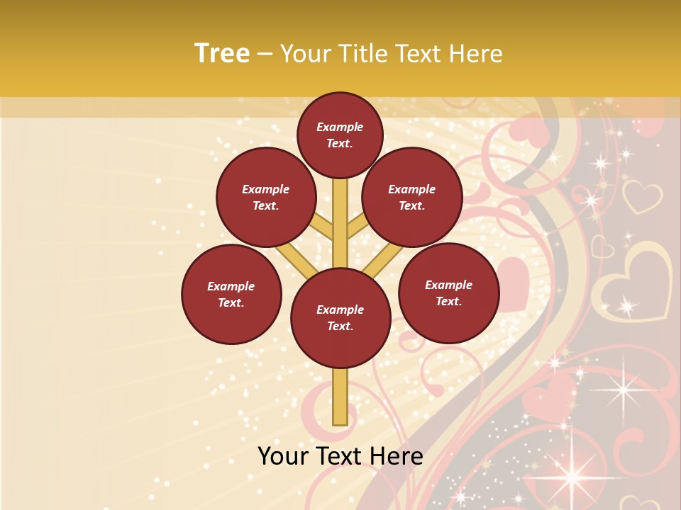 A Red And Gold Background With Hearts On It PowerPoint Template