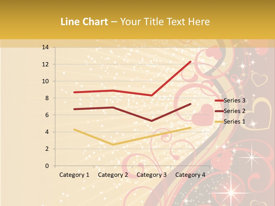 A Red And Gold Background With Hearts On It PowerPoint Template