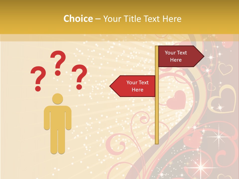 A Red And Gold Background With Hearts On It PowerPoint Template