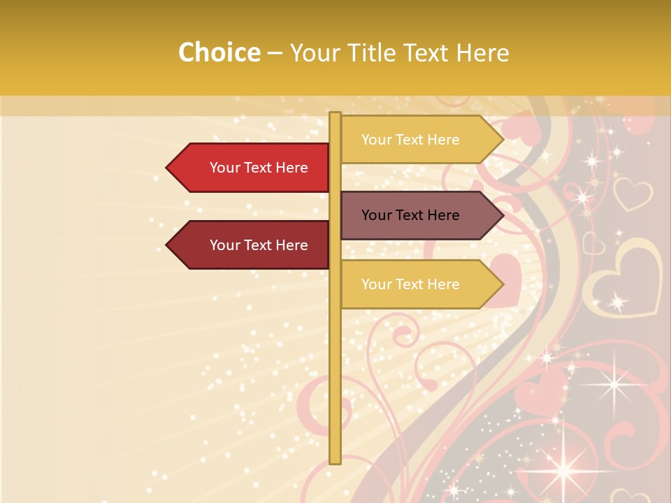 A Red And Gold Background With Hearts On It PowerPoint Template