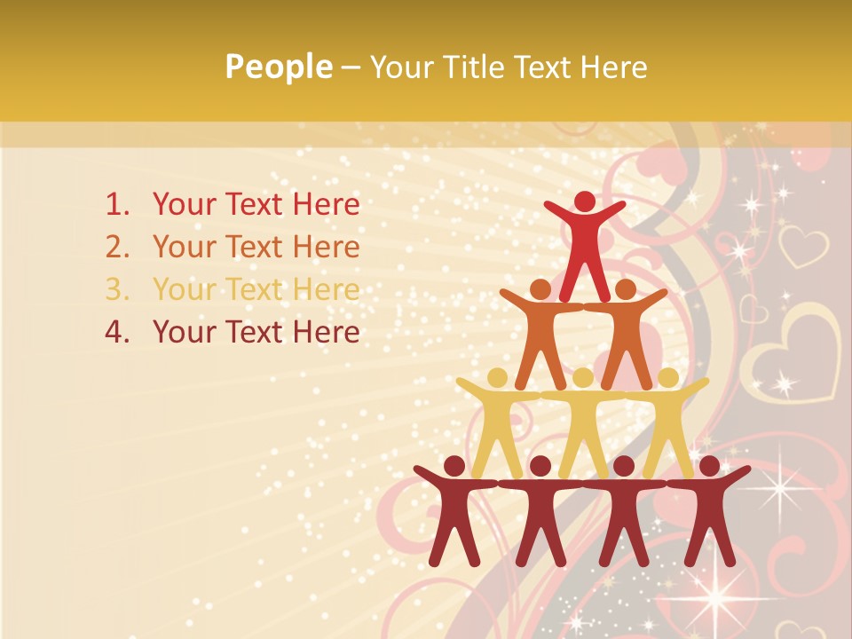 A Red And Gold Background With Hearts On It PowerPoint Template