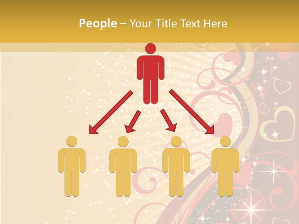 A Red And Gold Background With Hearts On It PowerPoint Template