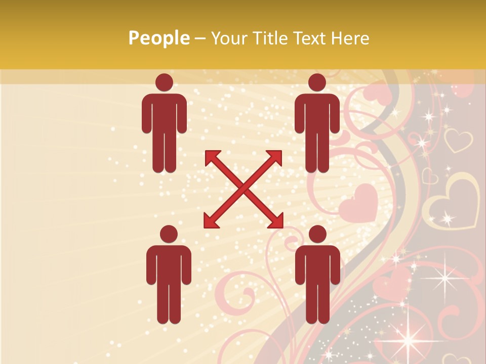 A Red And Gold Background With Hearts On It PowerPoint Template