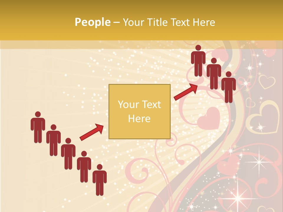 A Red And Gold Background With Hearts On It PowerPoint Template