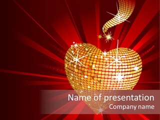 A Golden Disco Ball On A Red Background PowerPoint Template