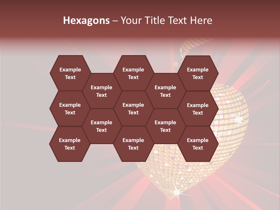 A Golden Disco Ball On A Red Background PowerPoint Template