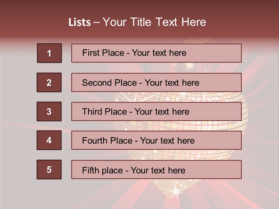 A Golden Disco Ball On A Red Background PowerPoint Template