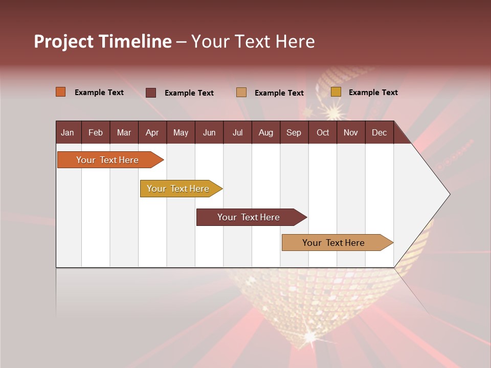 A Golden Disco Ball On A Red Background PowerPoint Template
