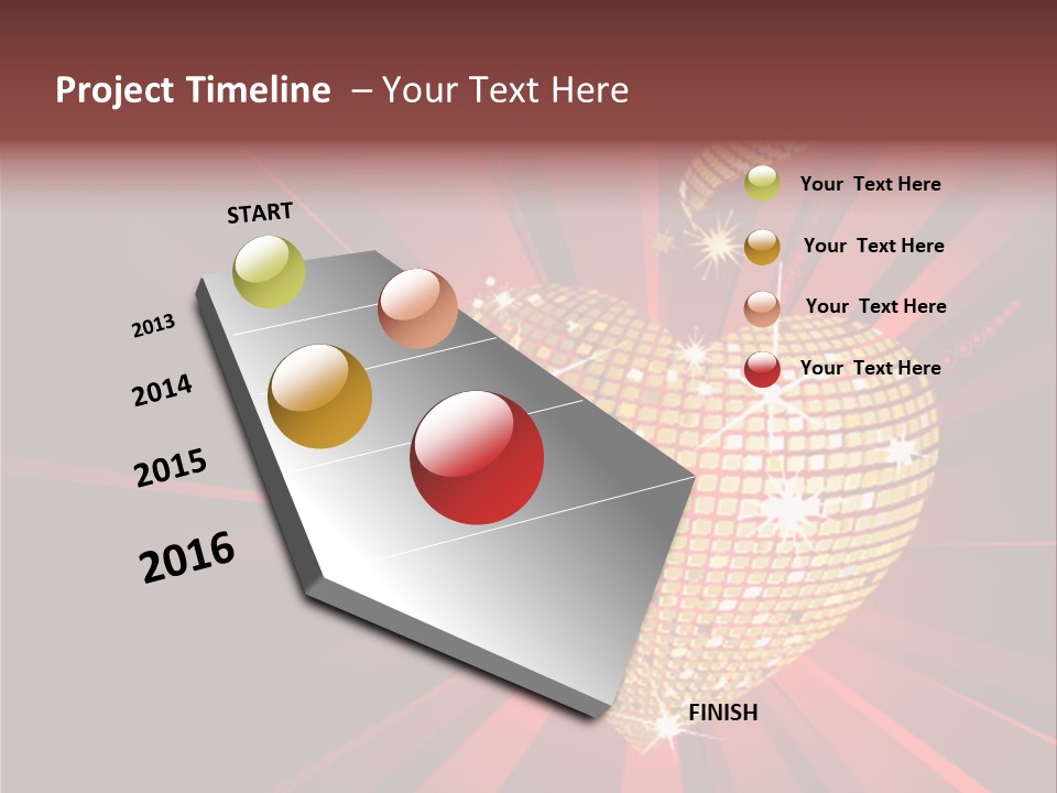 A Golden Disco Ball On A Red Background PowerPoint Template