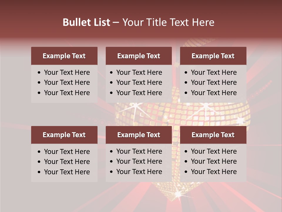 A Golden Disco Ball On A Red Background PowerPoint Template