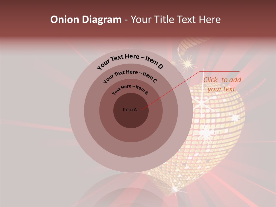 A Golden Disco Ball On A Red Background PowerPoint Template