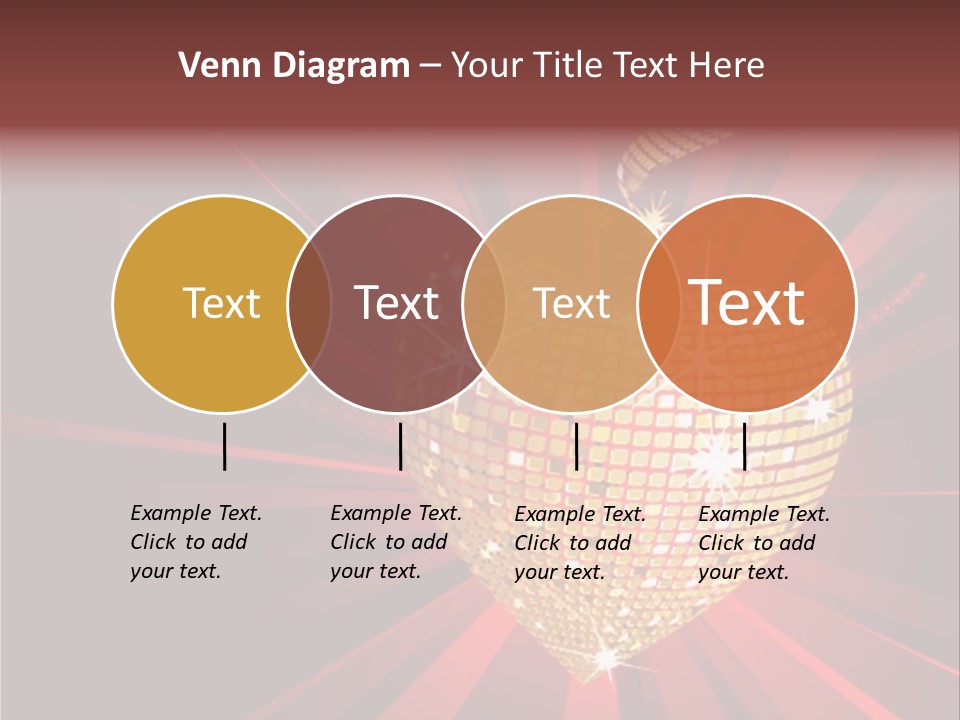 A Golden Disco Ball On A Red Background PowerPoint Template