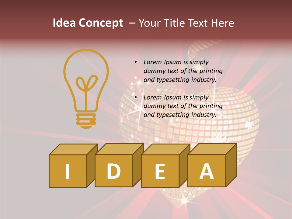 A Golden Disco Ball On A Red Background PowerPoint Template