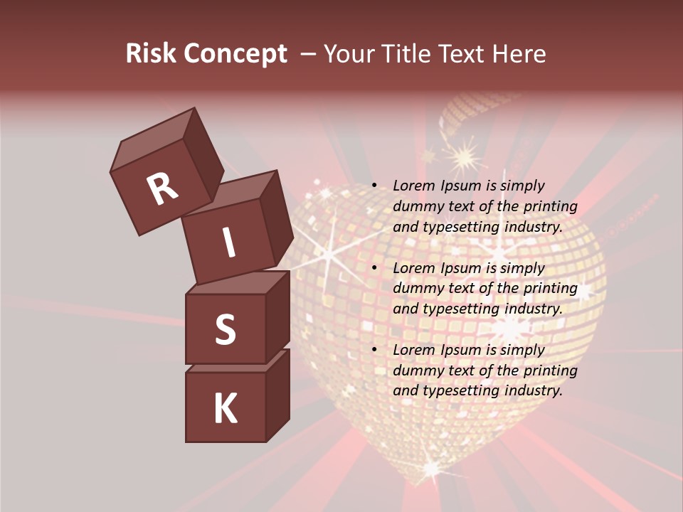 A Golden Disco Ball On A Red Background PowerPoint Template