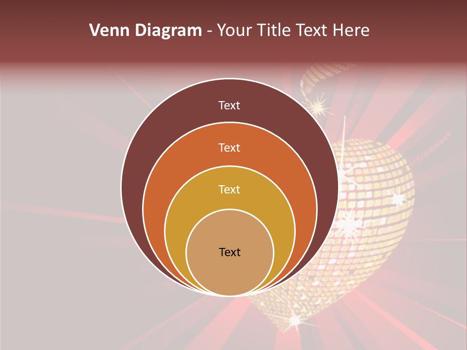 A Golden Disco Ball On A Red Background PowerPoint Template