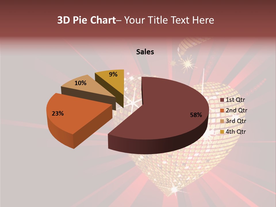 A Golden Disco Ball On A Red Background PowerPoint Template