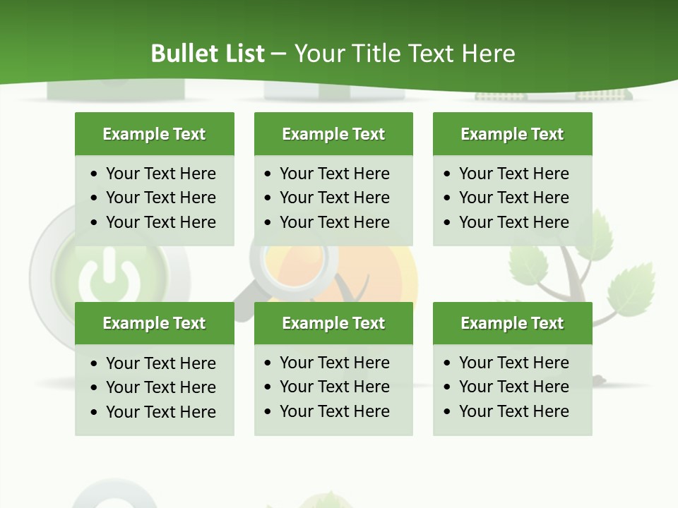 A Set Of Green Icons On A White Background PowerPoint Template