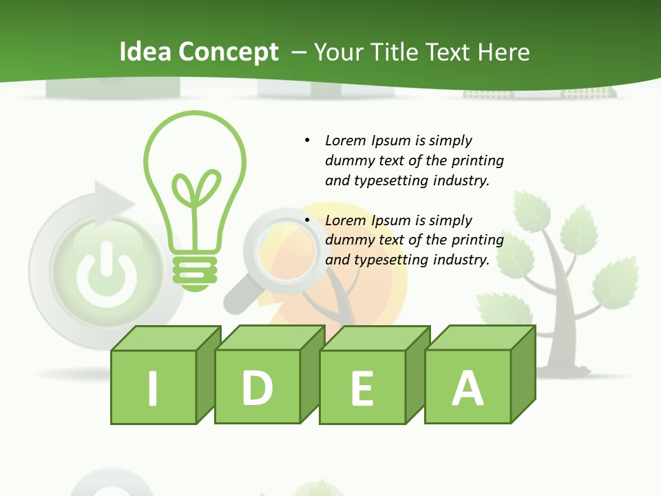 A Set Of Green Icons On A White Background PowerPoint Template