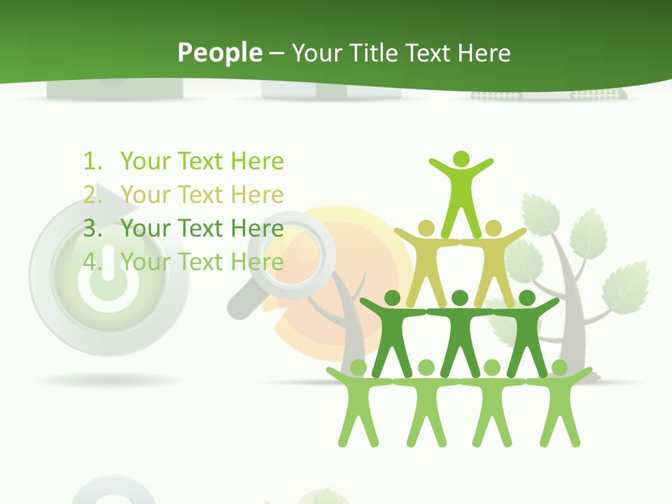 A Set Of Green Icons On A White Background PowerPoint Template