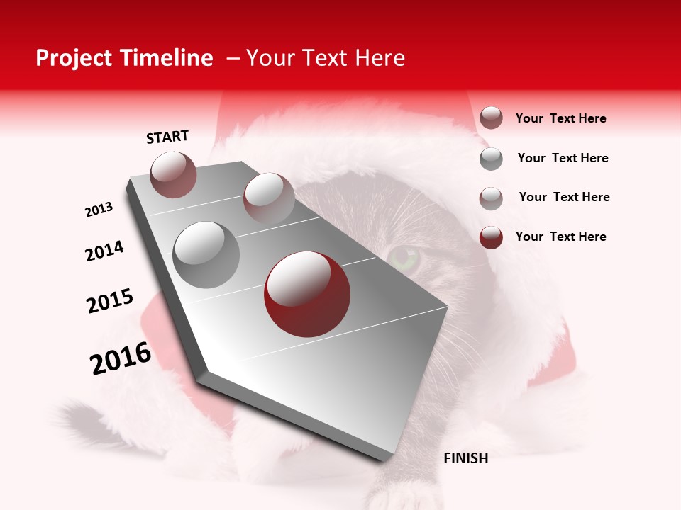 A Cat Wearing A Santa Hat With Green Eyes PowerPoint Template