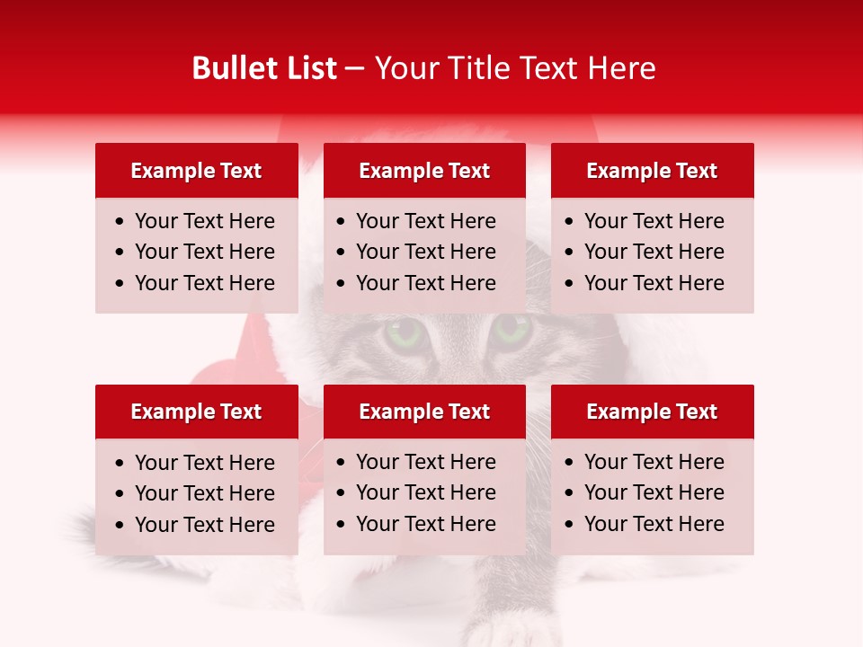 A Cat Wearing A Santa Hat With Green Eyes PowerPoint Template