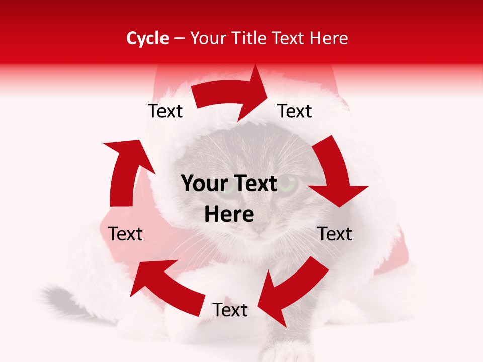 A Cat Wearing A Santa Hat With Green Eyes PowerPoint Template