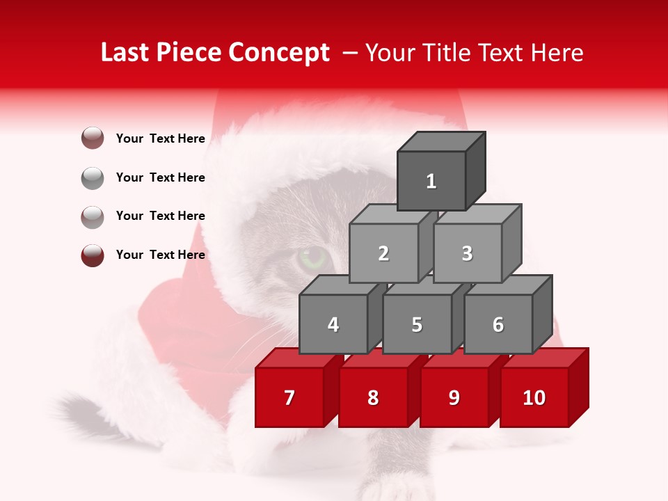 A Cat Wearing A Santa Hat With Green Eyes PowerPoint Template