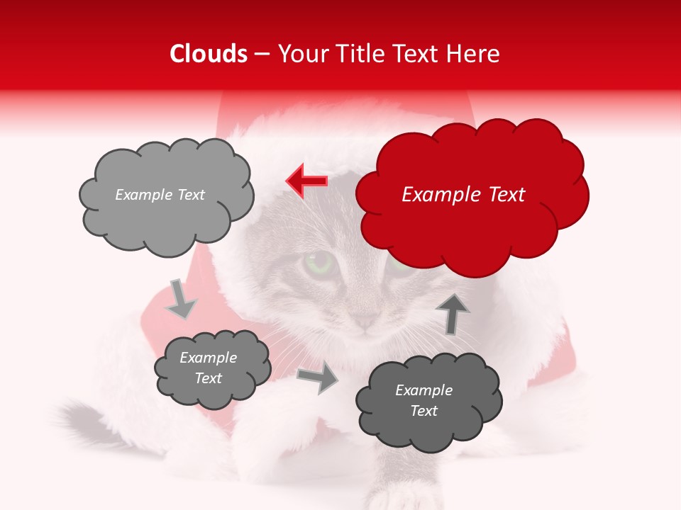 A Cat Wearing A Santa Hat With Green Eyes PowerPoint Template