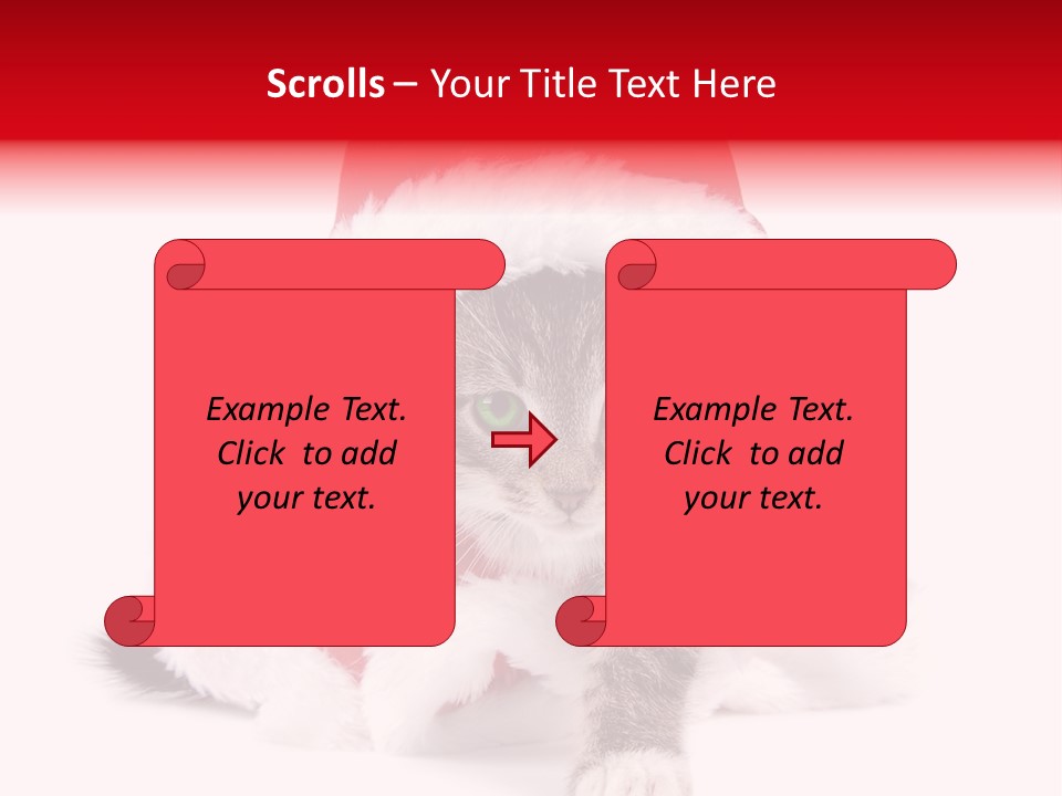 A Cat Wearing A Santa Hat With Green Eyes PowerPoint Template