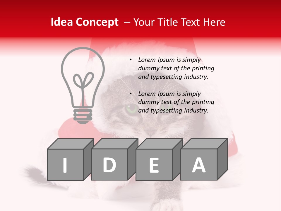 A Cat Wearing A Santa Hat With Green Eyes PowerPoint Template