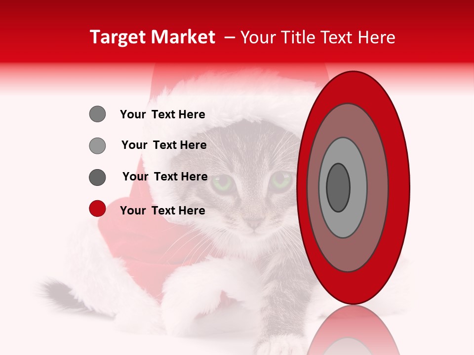 A Cat Wearing A Santa Hat With Green Eyes PowerPoint Template