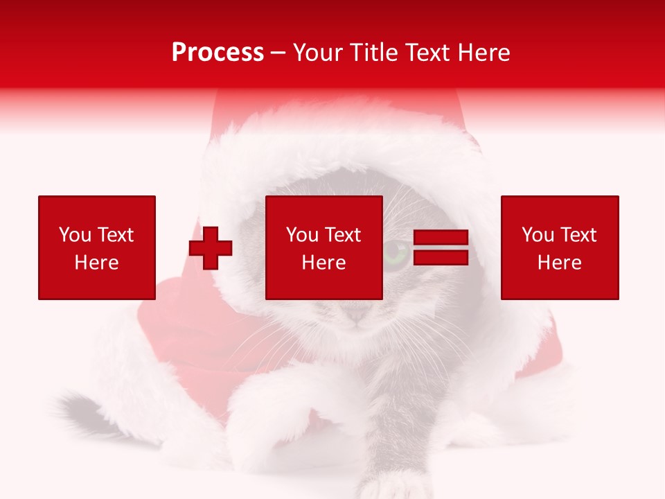 A Cat Wearing A Santa Hat With Green Eyes PowerPoint Template