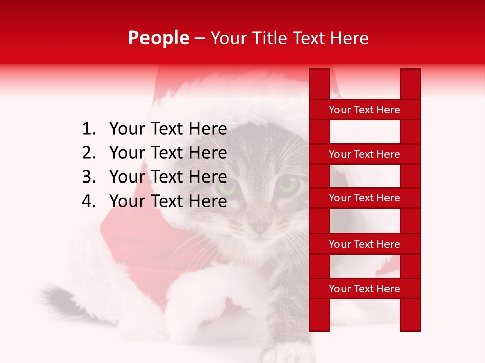 A Cat Wearing A Santa Hat With Green Eyes PowerPoint Template