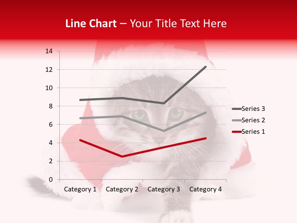 A Cat Wearing A Santa Hat With Green Eyes PowerPoint Template