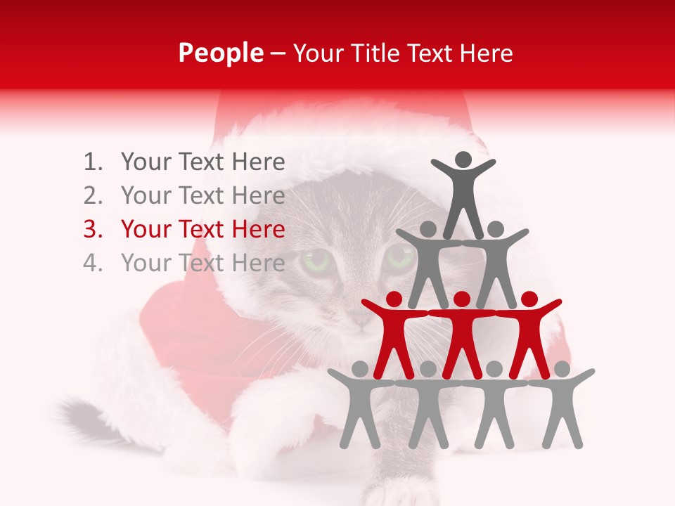 A Cat Wearing A Santa Hat With Green Eyes PowerPoint Template