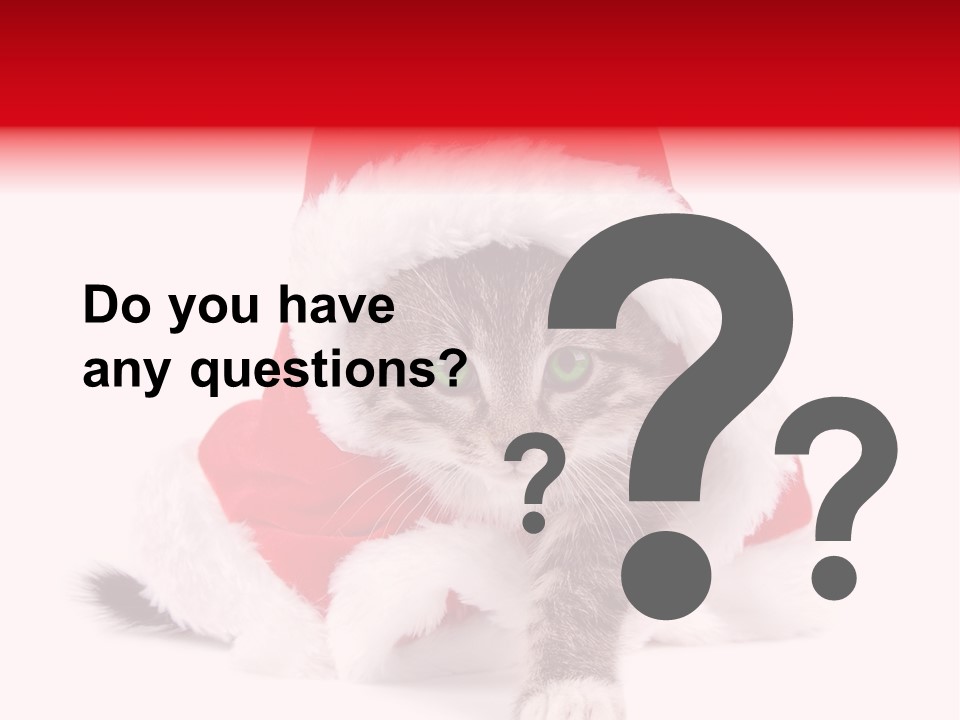 A Cat Wearing A Santa Hat With Green Eyes PowerPoint Template