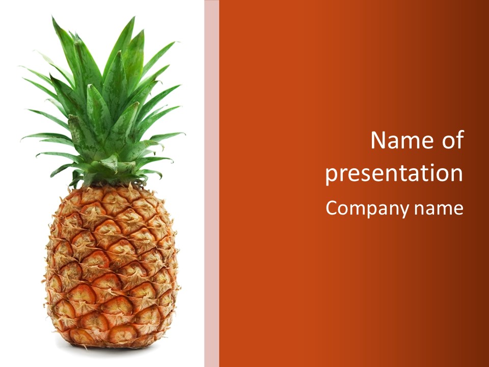 A Pineapple On A White And Orange Background PowerPoint Template