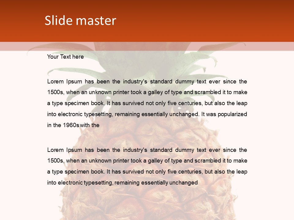 A Pineapple On A White And Orange Background PowerPoint Template