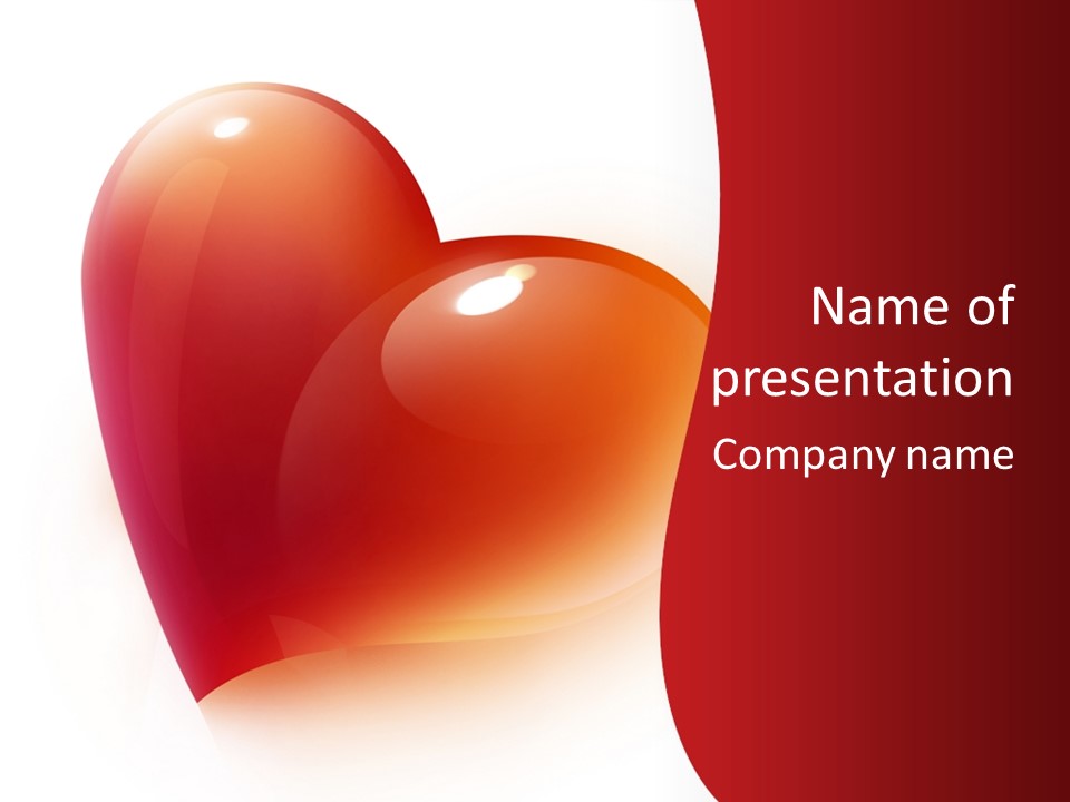 Two Red Hearts On A White And Red Background PowerPoint Template