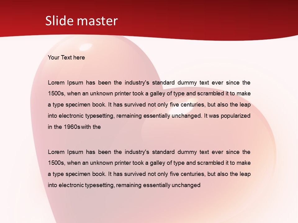 Two Red Hearts On A White And Red Background PowerPoint Template