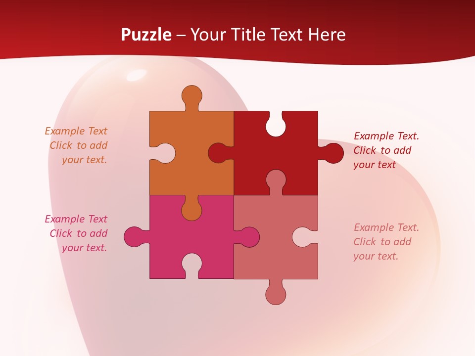 Two Red Hearts On A White And Red Background PowerPoint Template