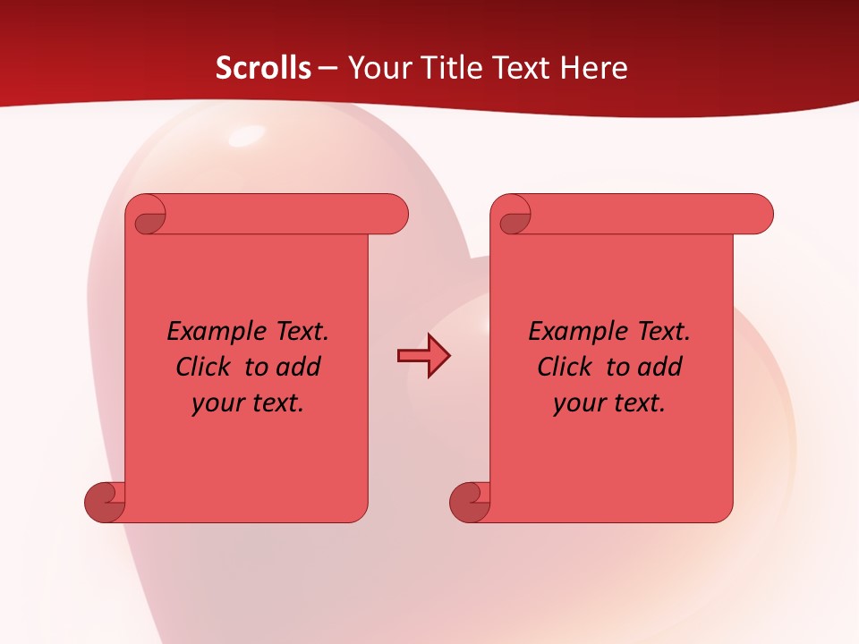 Two Red Hearts On A White And Red Background PowerPoint Template