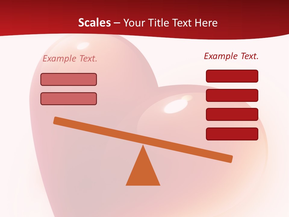 Two Red Hearts On A White And Red Background PowerPoint Template