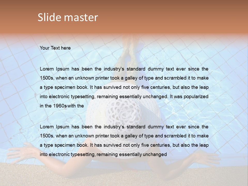 A Woman In A Hat Laying On The Side Of A Swimming Pool PowerPoint Template