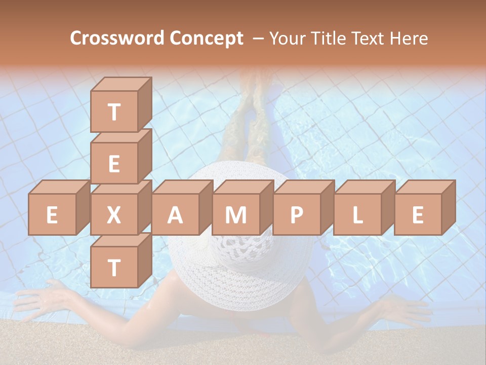 A Woman In A Hat Laying On The Side Of A Swimming Pool PowerPoint Template