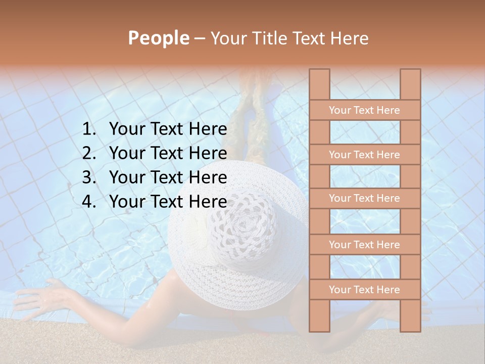 A Woman In A Hat Laying On The Side Of A Swimming Pool PowerPoint Template